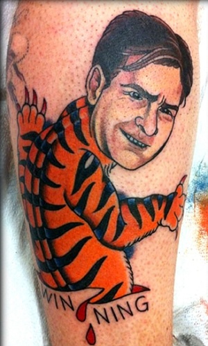 charlie sheen winning tattoo. know Charlie Sheen is not