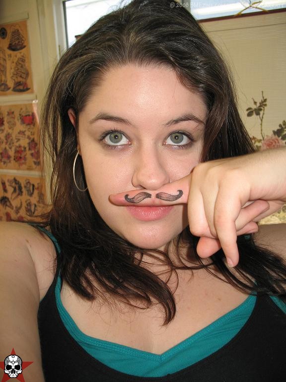 attack of the fingerstache tattoos